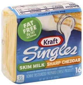 Kraft Non Fat Pasteurized Prepared, Slices, Sharp Cheddar, Fat Free