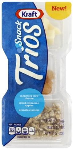 Kraft Monterey Jack Cheese, Dried Cinnamon Apples, Granola Clusters Snack Trios - 1.5 oz