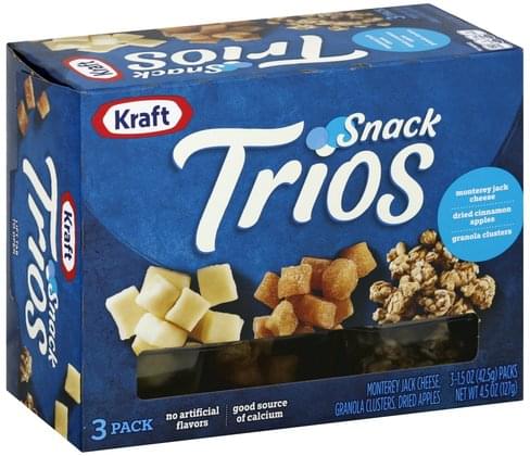 Kraft Monterey Jack Cheese, Dried Cinnamon Apples, Granola Clusters, 3 Pack Snack Trios - 3 ea