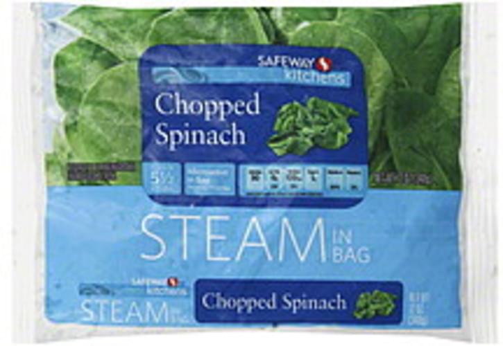 Safeway Kitchens Chopped, Steam In Bag Spinach 12 oz, Nutrition
