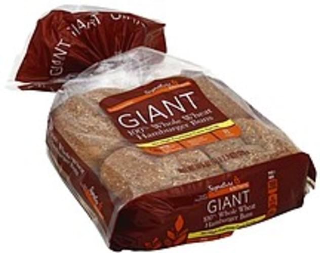 Signature Select Whole Wheat, Giant Hamburger Buns 8 ea, Nutrition