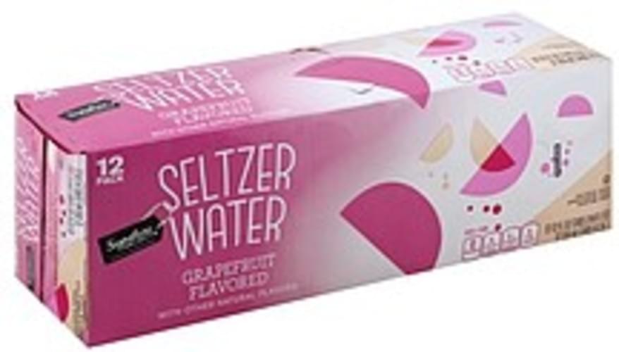 Signature Select Grapefruit Flavored, 12 Pack Seltzer Water 12 oz
