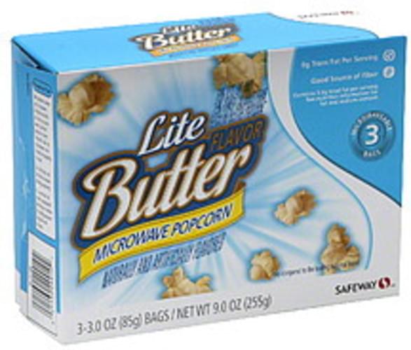 Safeway Butter Flavor, Lite Microwave Popcorn 3 ea, Nutrition