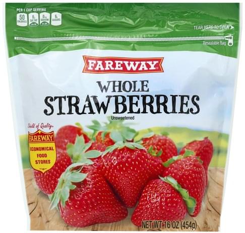 Fareway Unsweetened, Whole Strawberries - 16 oz