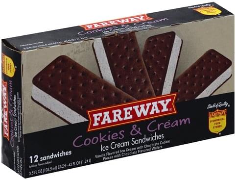 Fareway Cookies & Cream Ice Cream Sandwiches - 12 ea ...