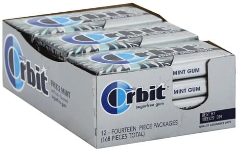 Orbit Sugarfree Freeze Mint Gum 12 ea Nutrition Information Innit