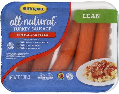 Butterball Turkey Lean Hot Italian Style Sausage 16 Oz Nutrition Information Innit
