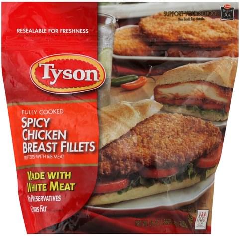 Tyson Spicy Chicken Breast Fillets - 25 oz, Nutrition Information | Innit