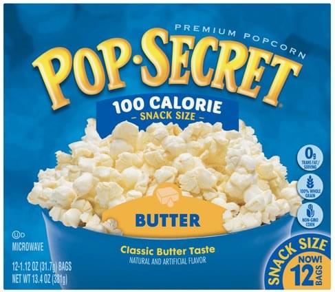 Pop Secret Premium, Butter, 100 Calorie, Snack Size Microwave Popcorn - 12 ea