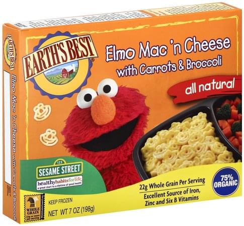 Earths Best Elmo, with Carrots & Broccoli, 123 Sesame Street Mac 'n Cheese - 7 oz
