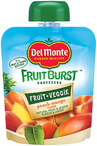 Del Monte Fruitburst Squeezers Peach-Mango Flavor Fruit & Veggie Purees & Juices - 3.2 oz