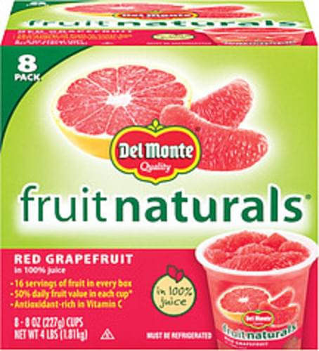 Fruit Naturals In 100% Juice 8 Oz Cups Red Grapefruit - 8 pkg