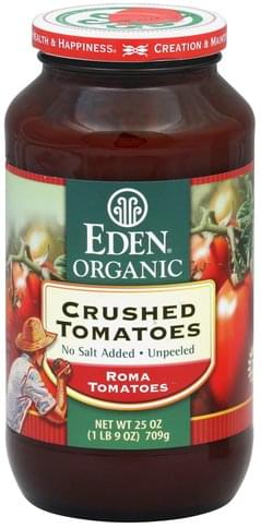 Eden Crushed, No Salt Added, Unpeeled Tomatoes - 25 oz