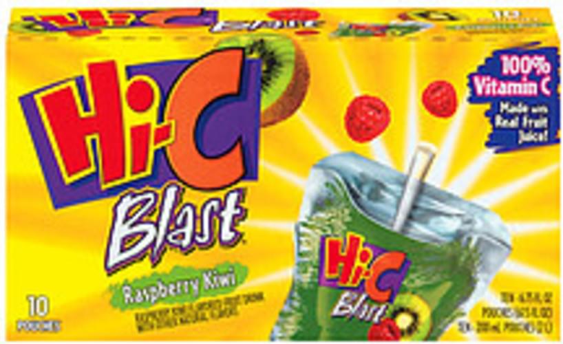 Hic Blast Raspberry Kiwi 6.75 Oz Pouches Fruit Drink 10, Nutrition