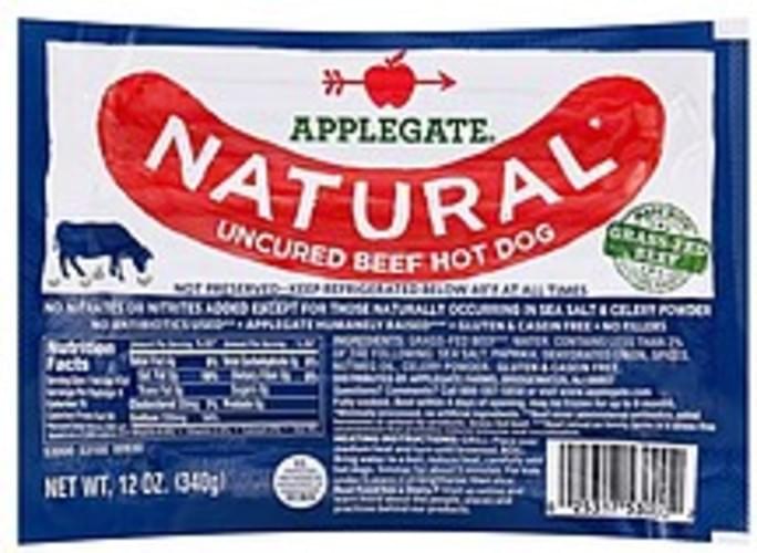 Applegate Beef, Uncured Hot Dogs 12 oz, Nutrition Information Innit