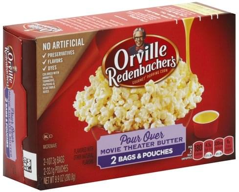 Orville Redenbachers Gourmet, Pour Over Movie Theater Butter, Classic Bags Popping Corn - 2 ea