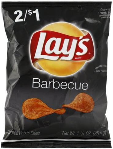 Lays Barbecue Flavored Potato Chips - 1.25 oz, Nutrition Information ...