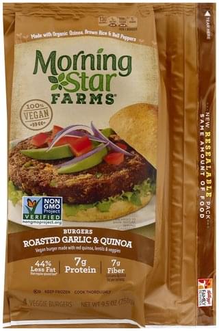 Morningstar Farms Veggie, Roasted Garlic & Quinoa Burgers - 4 ea