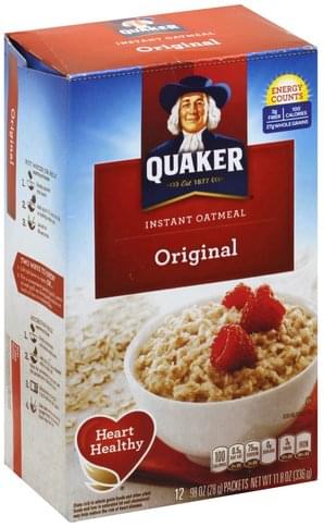 Quaker Original Instant Oatmeal - 12 ea, Nutrition ...