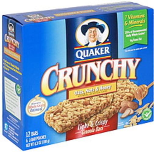 Quaker Oats, Nuts & Honey Crunchy Granola Snack Bars 12 ea, Nutrition