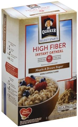 Quaker High Fiber, Maple & Brown Sugar Instant Oatmeal - 8 ...