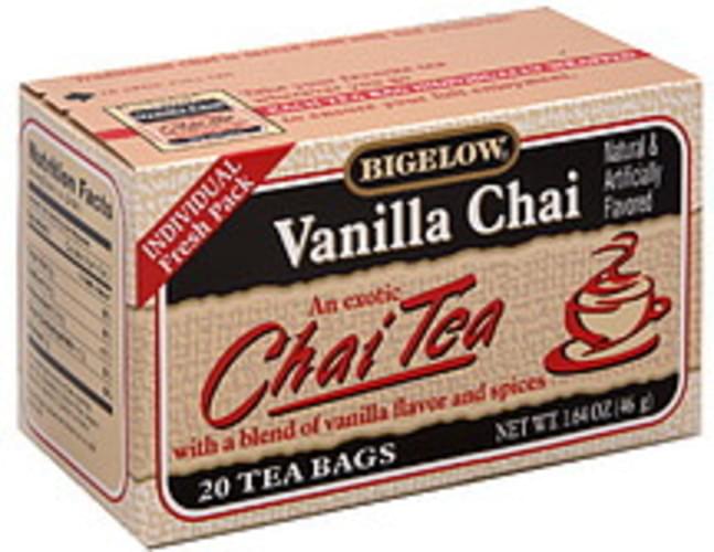 Bigelow Vanilla Chai Tea Bags 20, Nutrition Information Innit