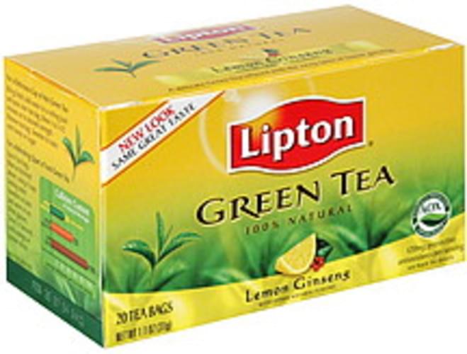Lipton Green Lemon Ginseng Tea 6 pkg, Nutrition Information Innit