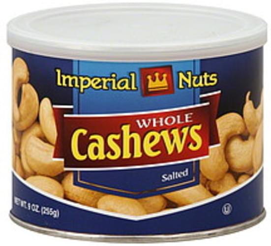 Imperial Nuts Whole Cashews Salted 9 Oz 12 pkg, Nutrition Information