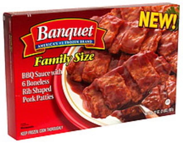 Banquet Family Size BBQ Sauce with 6 Boneless Rib Shaped Pork Patties