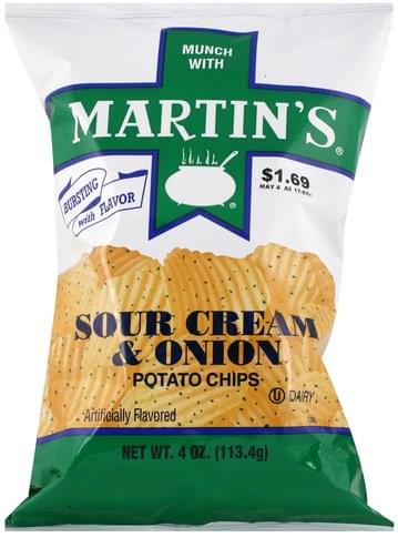 Martins Sour Cream & Onion Potato Chips - 4 oz, Nutrition Information ...
