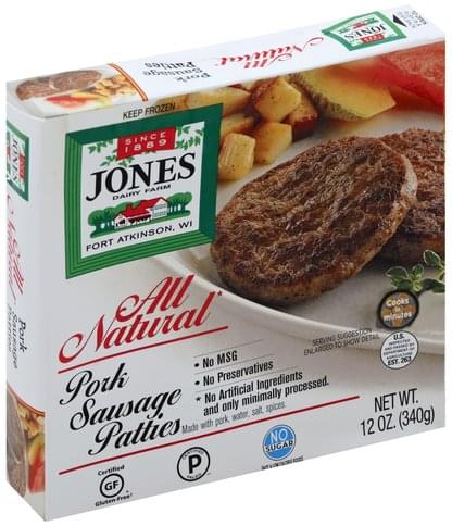 Jones Dairy Farm Pork Sausage Patties - 12 oz, Nutrition Information