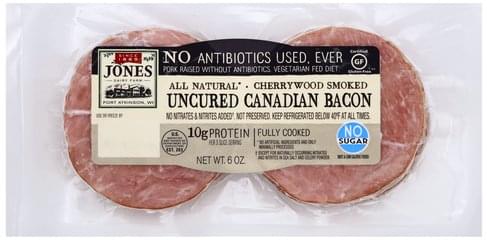 Jones Dairy Farm Cherrywood Smoked, Uncured Canadian Bacon - 6 oz