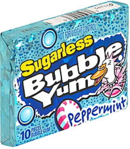 Bubble Yum Sugarless, Peppermint Bubble Gum - 10 ea, Nutrition ...