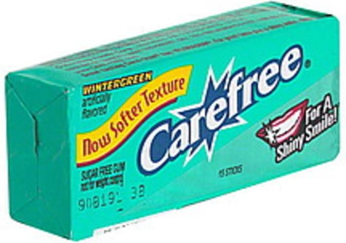 Carefree Sugar Free, Wintergreen Gum 15 ea, Nutrition Information Innit