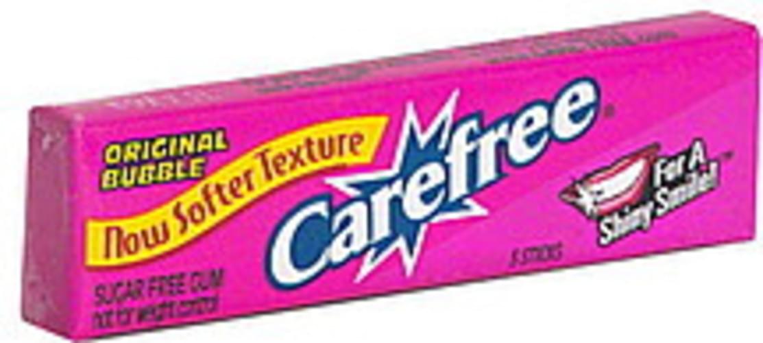 Carefree Sugar Free, Original Bubble Gum 5 ea, Nutrition Information