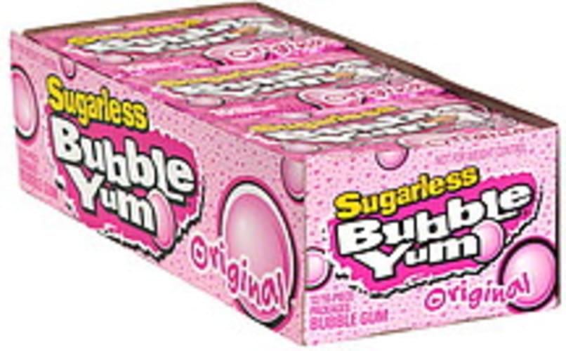 Bubble Yum Sugarless, Original Bubble Gum - 12 ea, Nutrition