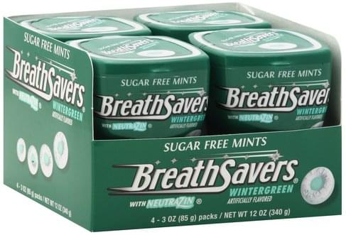 Breath Savers Sugar Free, with NeutraZin, Wintergreen Mints - 4 ea