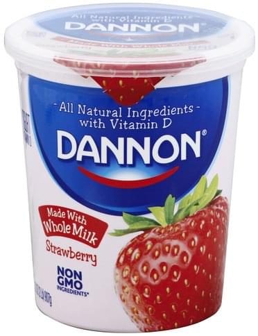 Dannon Whole Milk, Strawberry Yogurt