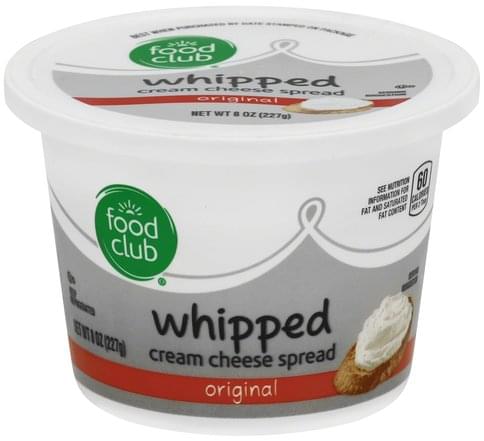 Food Club Whipped, Original Cream Cheese Spread - 8 oz, Nutrition ...