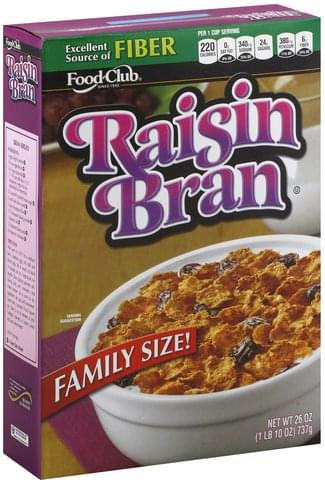 Food Club Family Size! Raisin Bran - 26 oz, Nutrition Information | Innit