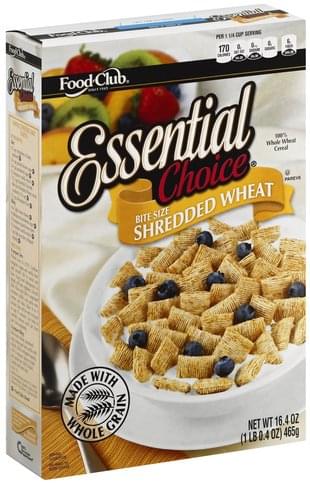 Food Club Shredded Wheat, Bite Size Cereal - 16.4 oz