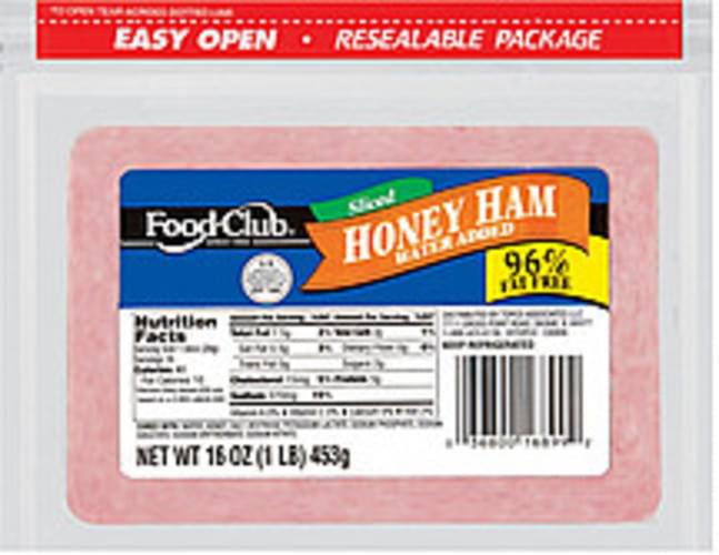 Food Club Honey Sliced Ham 16 oz, Nutrition Information Innit