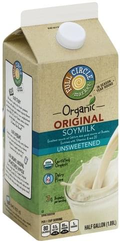 Full Circle Organic, Unsweetened, Original Soymilk - 0.5 gl