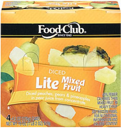 Food Club Lite Diced 4 Ct Mixed Fruit - 4.5 oz