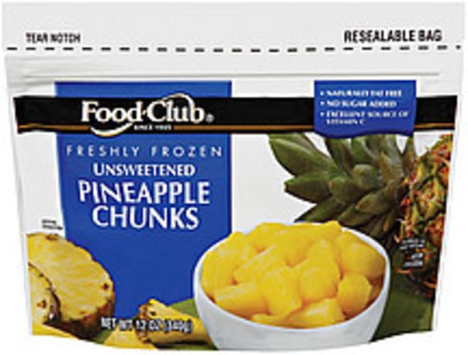 Food Club Unsweetened Chunks Pineapple - 12 oz