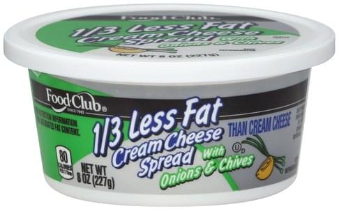 Food Club 1/3 Less Fat, With Onions & Chives Cream Cheese Spread - 8 oz