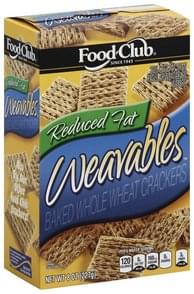 Food Club Crackers Baked, Reduced Fat, Whole Wheat
