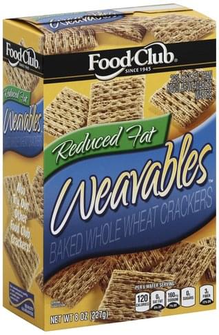 Food Club Baked, Reduced Fat, Whole Wheat Crackers - 8 oz