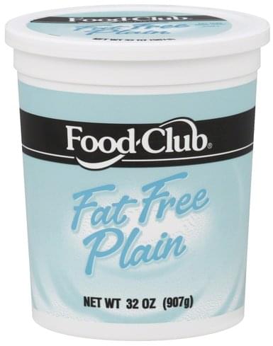 Food Club Nonfat, Fat Free Plain Yogurt - 32 oz