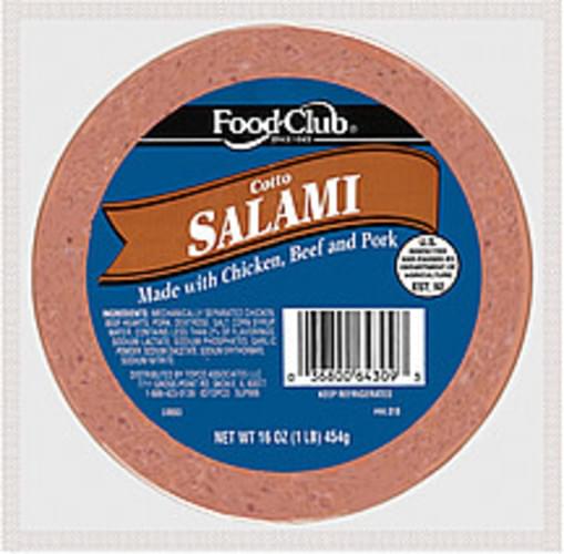 Food Club Cotto Salami 16 oz, Nutrition Information Innit